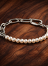 Pandora ME Treated Freshwater Cultured Pearl Bracelet — display on walnut