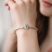 Pandora Moments Asymmetric Star T-bar Snake Chain Bracelet — worn on wrist