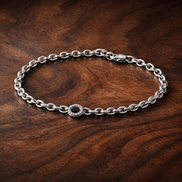 Pandora Signature Pavé Bold Chain Bracelet — display on walnut