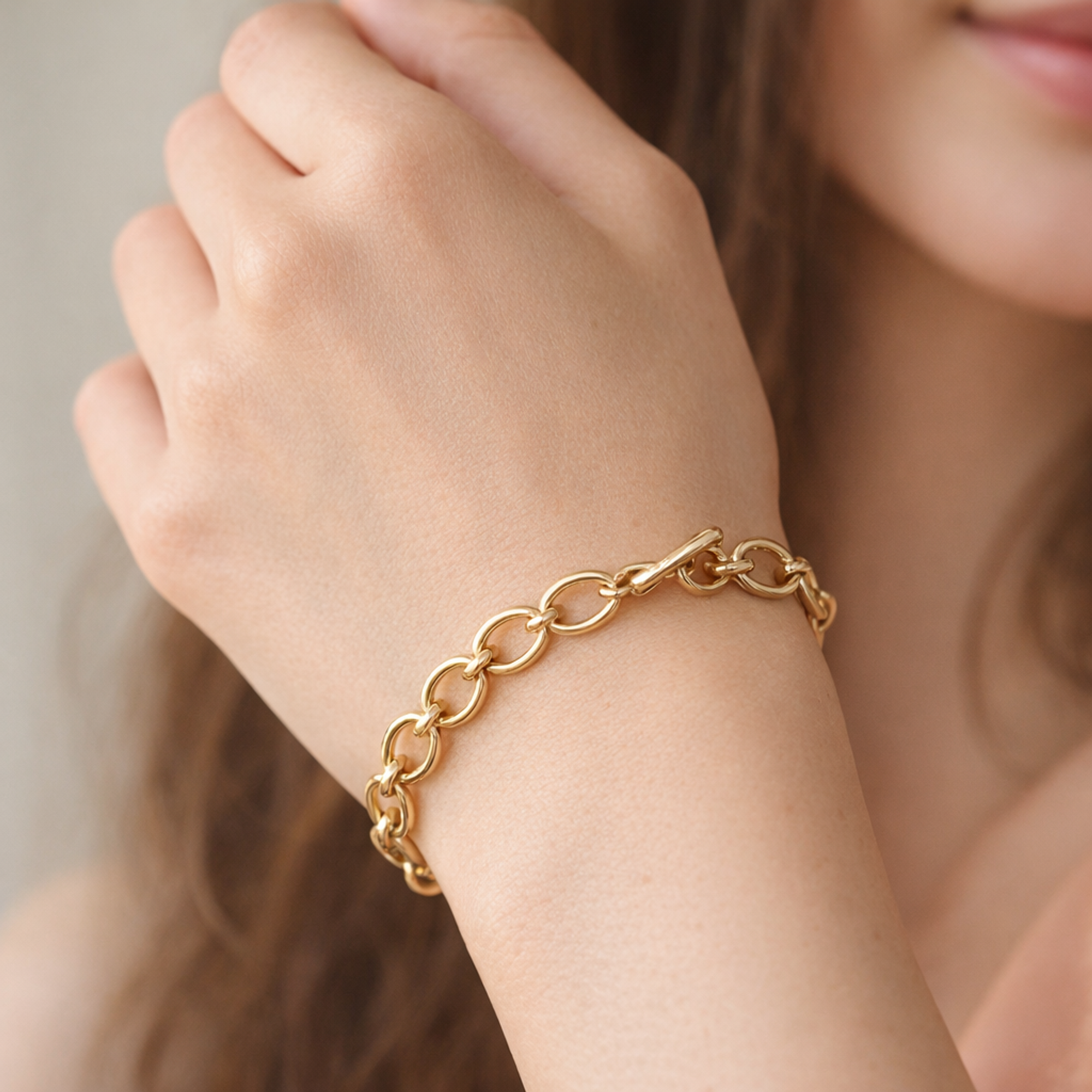 Organically Shaped Link Bracelet — worn on wrist