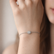 Sparkling Pear Halo Chain Bracelet — worn on wrist