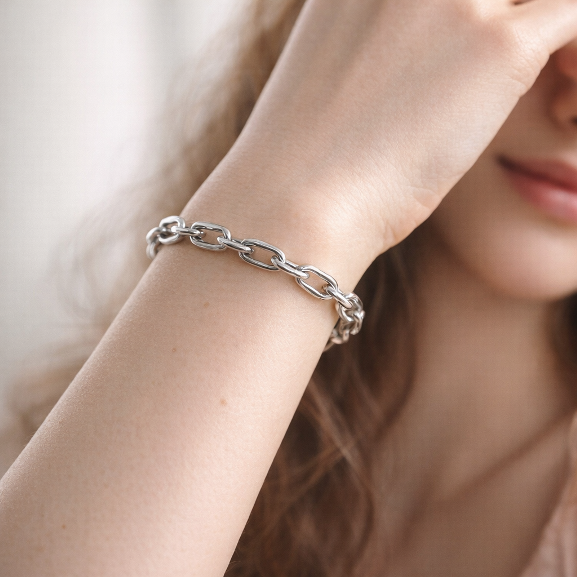 Five Openable Link Chain Bracelet — worn on wrist