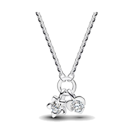 Pandora Talisman Sterling Silver Lab-Grown Diamond Heart & Star Dangle Pendant Necklace - XL085