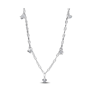Pandora Talisman Sterling Silver Lab-Grown Diamond Dangle Symbols Paperclip Chain Necklace - XL087