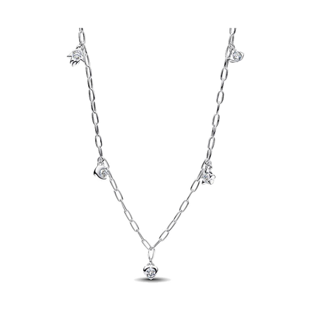 Pandora Talisman Sterling Silver Lab-Grown Diamond Dangle Symbols Paperclip Chain Necklace - XL087