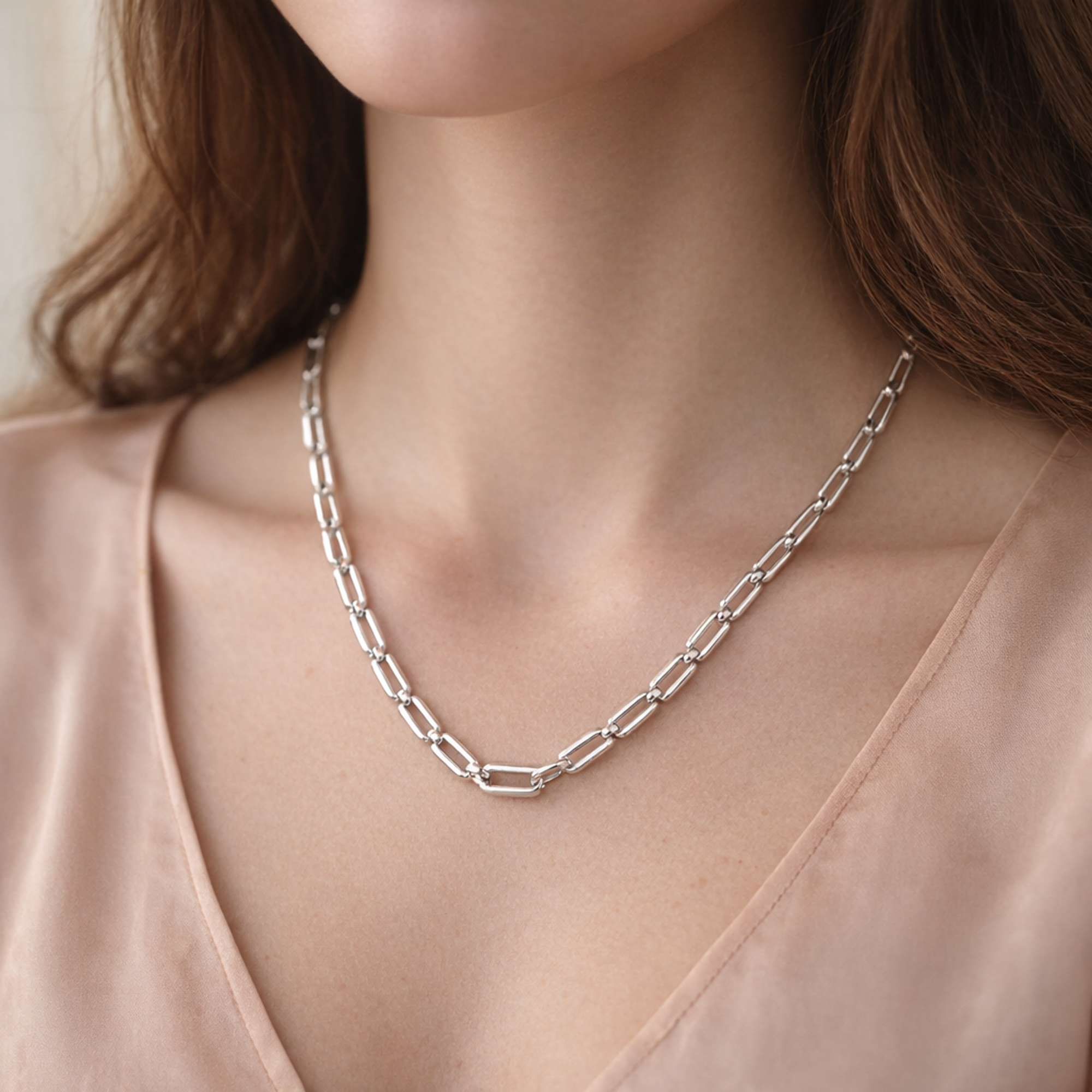 Pandora ME Medium-Link Chain Necklace — worn on neck