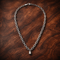 Pandora ME Medium-Link Chain Necklace — display on walnut