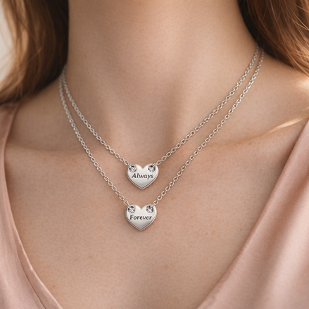 Forever & Always Splittable Heart Collier Necklaces Necklace — worn on neck