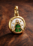 Scarab Beetle Medallion Charm — display on walnut