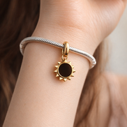 Pandora ME Treated Freshwater Cultured Pearl Sun Mini Dangle Charm — worn on wrist