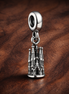 Cathedral Engraved Detail - Sterling Silver Cathedral Dangle Charm With Engraved Detail — display on walnut