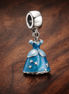 Blue Princess Dress Charm - Blue Storybook Princess Dress Charm — display on walnut