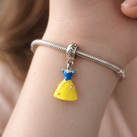 Yellow Princess Dress Dangle - Yellow Princess Gown Charm — worn on wrist