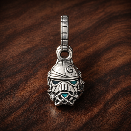 Stormtrooper Helmet Charm - Star Wars Stormtrooper Helmet Charm — display on walnut