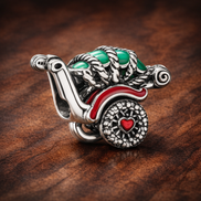 Santa Sleigh Charm - Santa Sleigh Christmas Charm — display on walnut