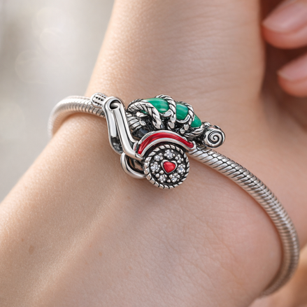 Santa Sleigh Charm - Santa Sleigh Christmas Charm — worn on wrist