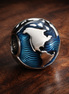 Blue Globe Clip Charm — display on walnut