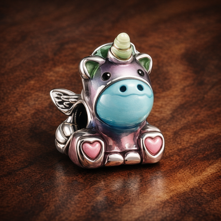 Eeyore Gift Charm - Eeyore-Inspired Gift Box Charm — display on walnut