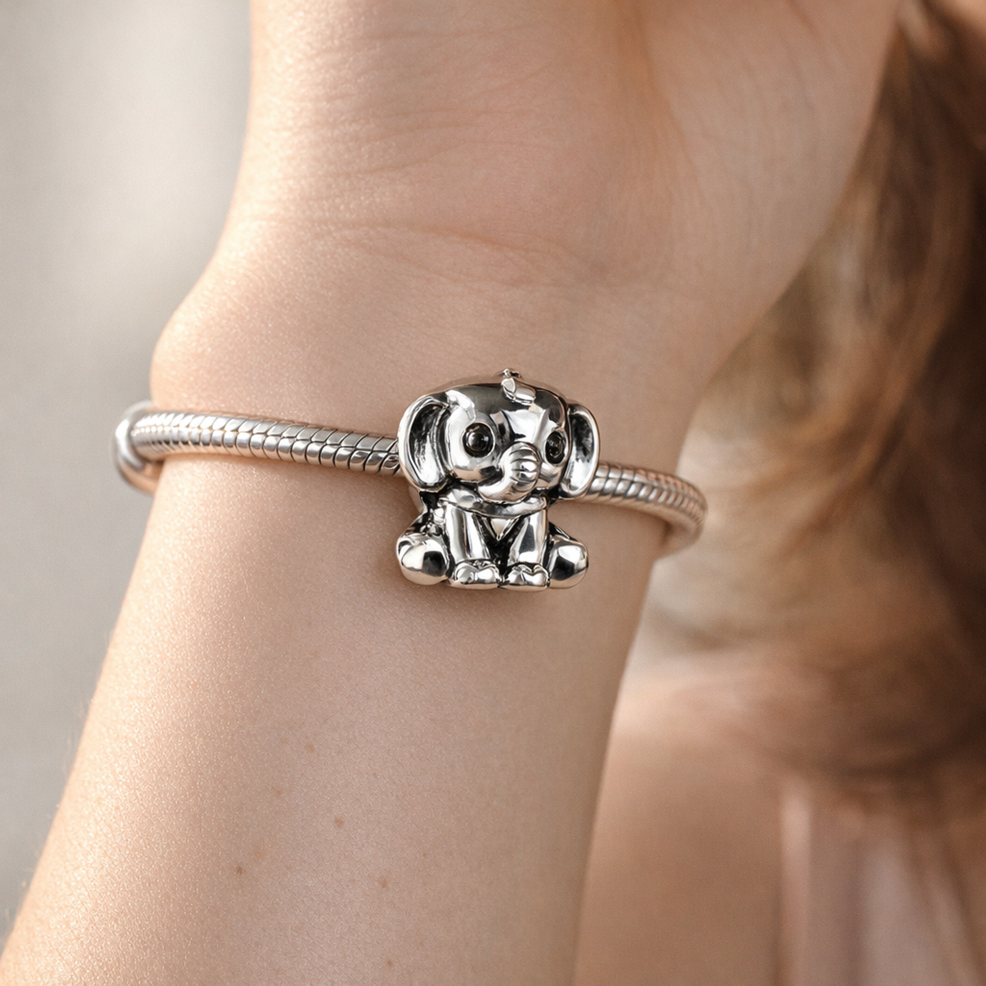 Ellie the Elephant Charm — worn on wrist