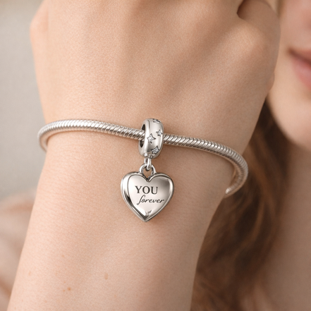 You Did It Heart Charm - You Did It Silver Heart Charm — worn on wrist