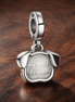 My Good Friend Dog Charm - Silver Dog Best Friend Charm — display on walnut