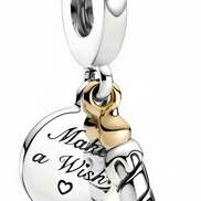 Sterling Silver & Gold Plated Birthday Candle Dangle Charm with Engraving