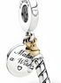 Sterling Silver & Gold Plated Birthday Candle Dangle Charm with Engraving