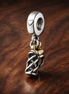 Gold Plated Birthday Candle Engraving - Sterling Silver & Gold Plated Birthday Candle Dangle Charm With Engraving — display on walnut