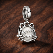 Best Friend Cat Charm - My Best Friend Cat Charm — display on walnut