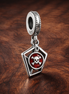 Airplane Warning Flag Charm - Airplane Travel Flag Dangle Charm — display on walnut