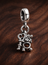 Key & Lock - Sterling Silver Key & Lock Dangle Charm — display on walnut