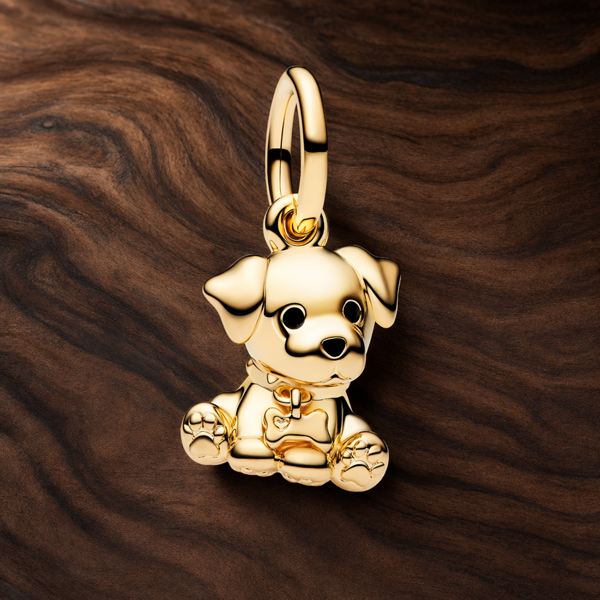 Minnie Robot Charm - Minnie-Inspired Robot Charm — display on walnut