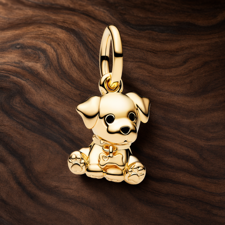 Minnie Robot Charm - Minnie-Inspired Robot Charm — display on walnut