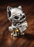 Rock Cat Charm - Cool Cat Guitar Charm — display on walnut