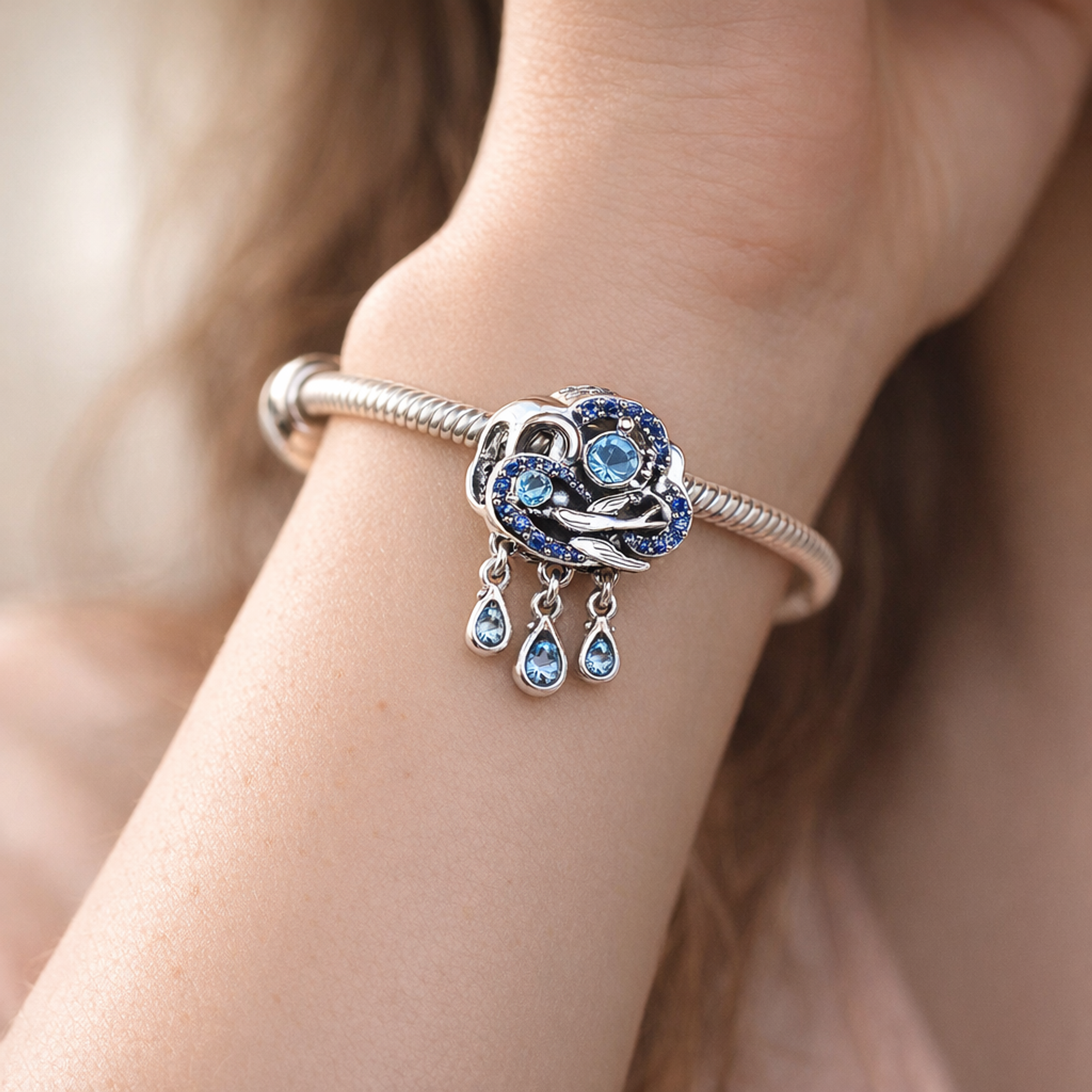 Blue Elephant Rain Charm - Elephant Cloud Rain Charm — worn on wrist