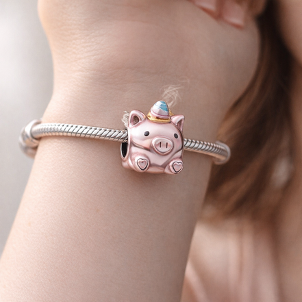 Flying Unicorn Pig Charm — worn on wrist