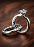 Diamond Ring Charm - Silver Engagement Ring Charm — display on walnut