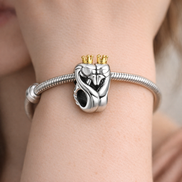 Darth Vader Crown Charm - Darth Vader-Inspired Crowned Heart Charm — worn on wrist