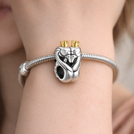 Darth Vader Crown Charm - Darth Vader-Inspired Crowned Heart Charm — worn on wrist