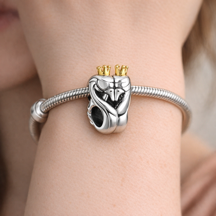 Darth Vader Crown Charm - Darth Vader-Inspired Crowned Heart Charm — worn on wrist