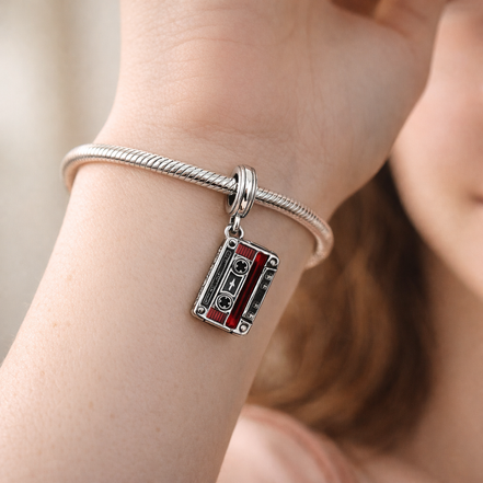 Movie Ticket Charm - Red Movie Ticket Dangle Charm — worn on wrist