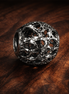 Clear Floral Medallion Bead - Clear Floral Pavé Medallion Bead — display on walnut