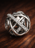 Crystal Lattice Bead - Silver Crystal Lattice Bead — display on walnut