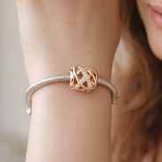 Rose Gold Plated Lattice Bead - Rose Gold Plated Crystal Lattice Bead — worn on wrist