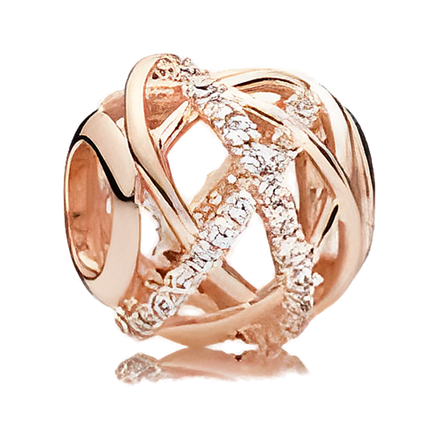 Rose Gold Crystal Lattice Bead - ZZ1055