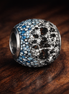 Icy Blue Pavé Bead - Icy Blue and Clear Pavé Bead — display on walnut