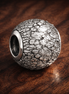 Clear Crystal Cluster Bead - Silver Clear Crystal Cluster Bead — display on walnut