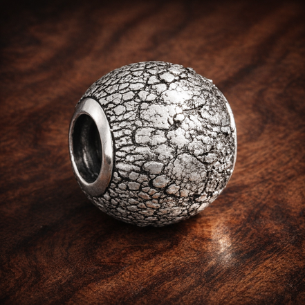 Clear Crystal Cluster Bead - Silver Clear Crystal Cluster Bead — display on walnut