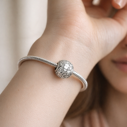 Clear Crystal Cluster Bead - Silver Clear Crystal Cluster Bead — worn on wrist