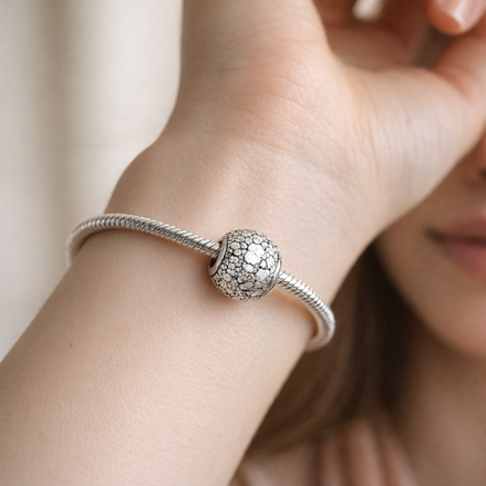 Clear Crystal Cluster Bead - Silver Clear Crystal Cluster Bead — worn on wrist